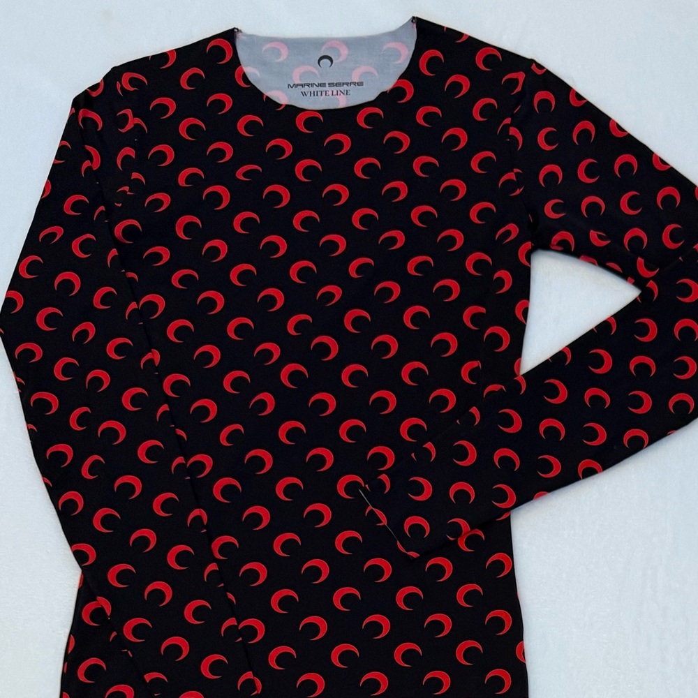 BRAND NEW Marine Serre Black and Red Crescent Moon Long Sleeve Top